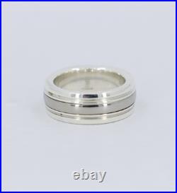 James Avery Classic Smooth Titanium and Sterling Silver Wedding Band Size 6