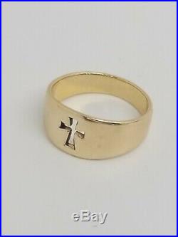 James Avery Cross Ring 14k Yellow Gold Faith Cut Out Design Unisex Size 5