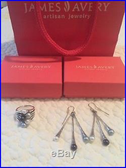 James Avery Cultured Pearl Ring & Earrhooks
