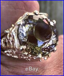 James Avery Custom Made Smoky Quartz 14k Yellow Gold Textured Ring Size 5.5