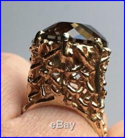 James Avery Custom Made Smoky Quartz 14k Yellow Gold Textured Ring Size 5.5