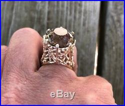 James Avery Custom Made Smoky Quartz 14k Yellow Gold Textured Ring Size 5.5