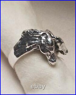 James Avery Double Horse Head Ring 925 Rare Retired Sz 6.5