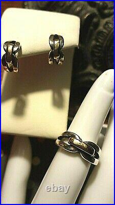 James Avery Enduring Bond Jewelry Set Sz. 6 Ring & Pierced Earrings Gold/Silver