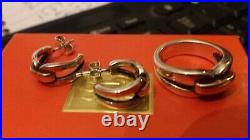 James Avery Enduring Bond Jewelry Set Sz. 6 Ring & Pierced Earrings Gold/Silver