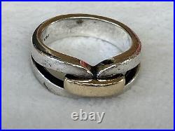 James Avery Enduring Bond Ring Sz 6.75 Sterling Silver/14K Gold 7.53g
