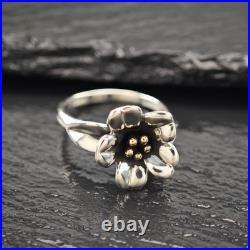 James Avery Floral 18K Gold Accent Sterling Silver Ring Sz 8 1/2