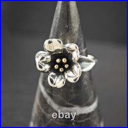 James Avery Floral 18K Gold Accent Sterling Silver Ring Sz 8 1/2