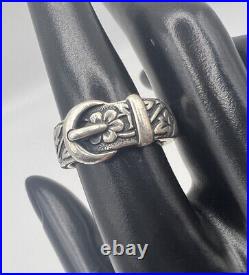 James Avery Floral Buckle Ring 925 Sterling Silver Retired Size 7.75