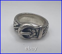 James Avery Floral Buckle Ring 925 Sterling Silver Retired Size 7.75