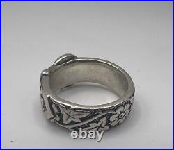 James Avery Floral Buckle Ring 925 Sterling Silver Retired Size 7.75