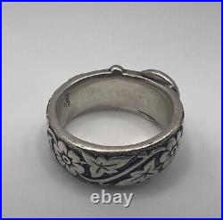 James Avery Floral Buckle Ring 925 Sterling Silver Retired Size 7.75
