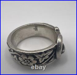 James Avery Floral Buckle Ring 925 Sterling Silver Retired Size 7.75