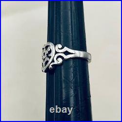 James Avery Flower Heart Ring Retired Valentine Size 7 1/2 Sterling Silver 925