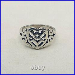 James Avery Flower Heart Ring Retired Valentine Size 7 1/2 Sterling Silver 925