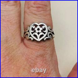 James Avery Flower Heart Ring Retired Valentine Size 7 1/2 Sterling Silver 925