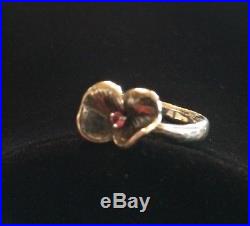 James Avery Flower Pansy Blossom Ring With Pink Sapphire Retired Rare Size 7.5