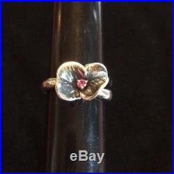 James Avery Flower Pansy Blossom Ring With Pink Sapphire Retired Rare Size 7.5