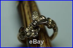 James Avery Flowers & Bee Ring 14k Yellow Gold Size 5 60th Anniversary