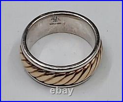 James Avery Fluted Ring Band Size 7.25 in Sterling Silver and 14k Gold