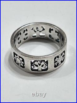 James Avery Four Seasons Band Ring Sterling Silver Rare LARGE SIZE 9 Retired