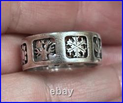 James Avery Four Seasons Band Ring Sterling Silver Rare LARGE SIZE 9 Retired