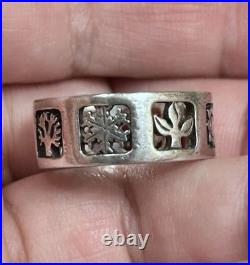 James Avery Four Seasons Band Ring Sterling Silver Rare LARGE SIZE 9 Retired