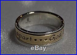 James Avery GOD BE WITH US Sterling Silver and 14k Gold Band Ring Size 10 1/2