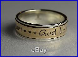 James Avery GOD BE WITH US Sterling Silver and 14k Gold Band Ring Size 10 1/2