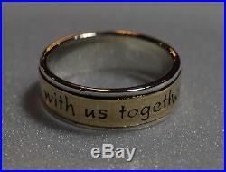 James Avery GOD BE WITH US Sterling Silver and 14k Gold Band Ring Size 10 1/2