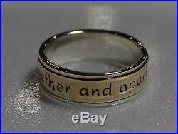 James Avery GOD BE WITH US Sterling Silver and 14k Gold Band Ring Size 10 1/2