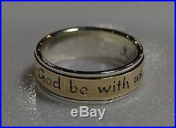 James Avery GOD BE WITH US Sterling Silver and 14k Gold Band Ring Size 10 1/2