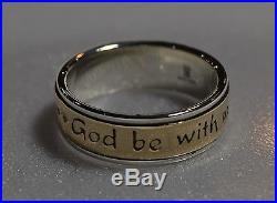 James Avery GOD BE WITH US Sterling Silver and 14k Gold Band Ring Size 10 1/2