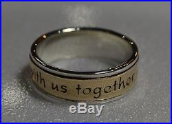 James Avery GOD BE WITH US Sterling Silver and 14k Gold Band Ring Size 10 1/2