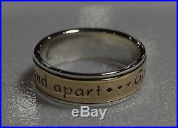 James Avery GOD BE WITH US Sterling Silver and 14k Gold Band Ring Size 10 1/2