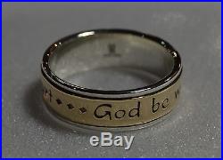 James Avery GOD BE WITH US Sterling Silver and 14k Gold Band Ring Size 10 1/2