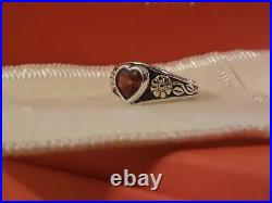 James Avery Garnet Heart Ring, size 6, 14K Gold/Silver