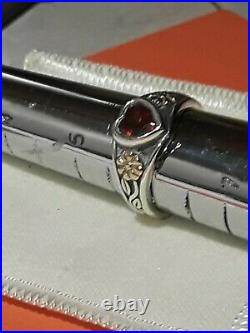 James Avery Garnet Heart Ring, size 6, 14K Gold/Silver