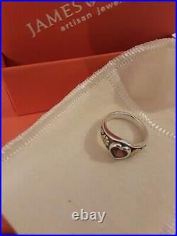 James Avery Garnet Heart Ring, size 6, 14K Gold/Silver