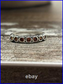 James Avery Garnet Stackable Ring Sterling Silver 925 Bezel Setting Round