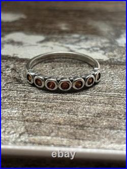 James Avery Garnet Stackable Ring Sterling Silver 925 Bezel Setting Round