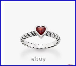 James Avery Gemstone Heart Twisted Wire Ring-Garnet-Size-6
