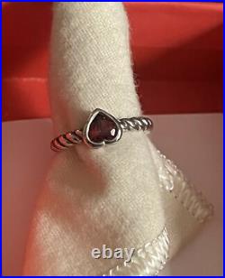 James Avery Gemstone Heart Twisted Wire Ring-Garnet-Size-6