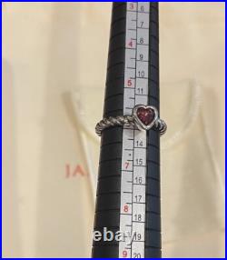 James Avery Gemstone Heart Twisted Wire Ring-Garnet-Size-6