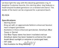 James Avery Gemstone Heart Twisted Wire Ring-Garnet-Size-6