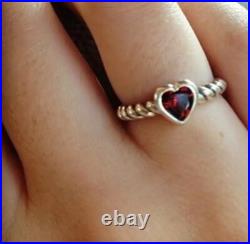 James Avery Gemstone Heart Twisted Wire Ring-Garnet-Size-6