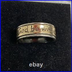 James Avery God Be With Us Band 925 and 14k Gold RETIRED Sz 9 Ring