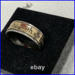 James Avery God Be With Us Band 925 and 14k Gold RETIRED Sz 9 Ring