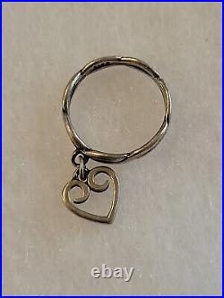 James Avery HEART Sterling Twist Dangle Ring Size 5.25 to 5.5 Retired