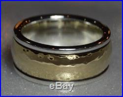 James Avery Hammered 14K Gold & Sterling Silver Wedding Band Ring Sz 10, 19.4 gm